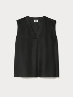 Top in tela di lino - NERO