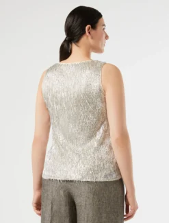 Top in tulle ricamato - ARGENTO