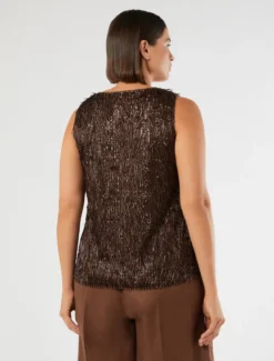 Top in tulle ricamato - CACAO