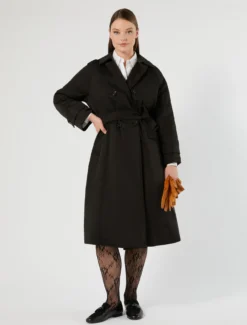 Trench imbottito in twill antigoccia - NERO