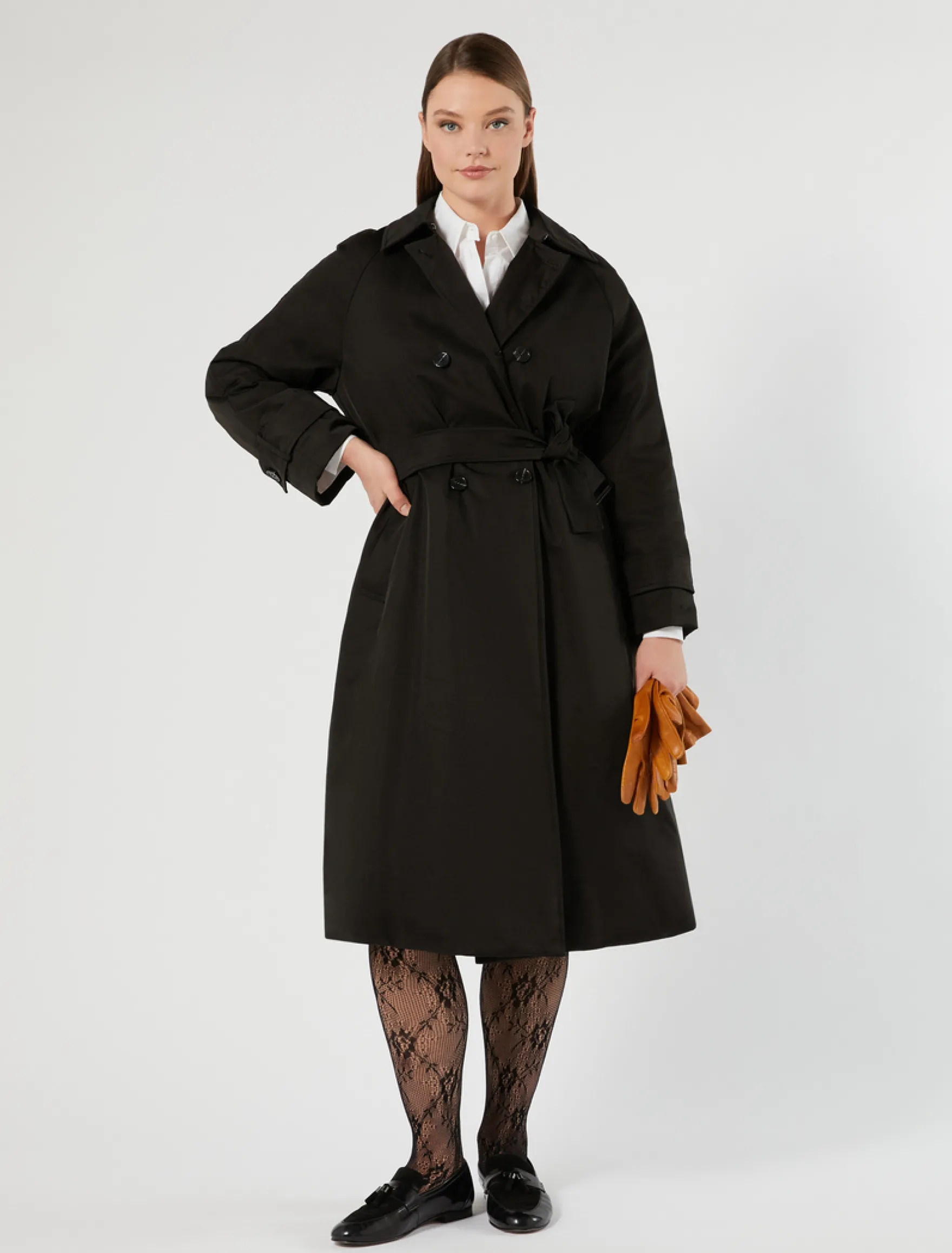 Trench imbottito in twill antigoccia - NERO