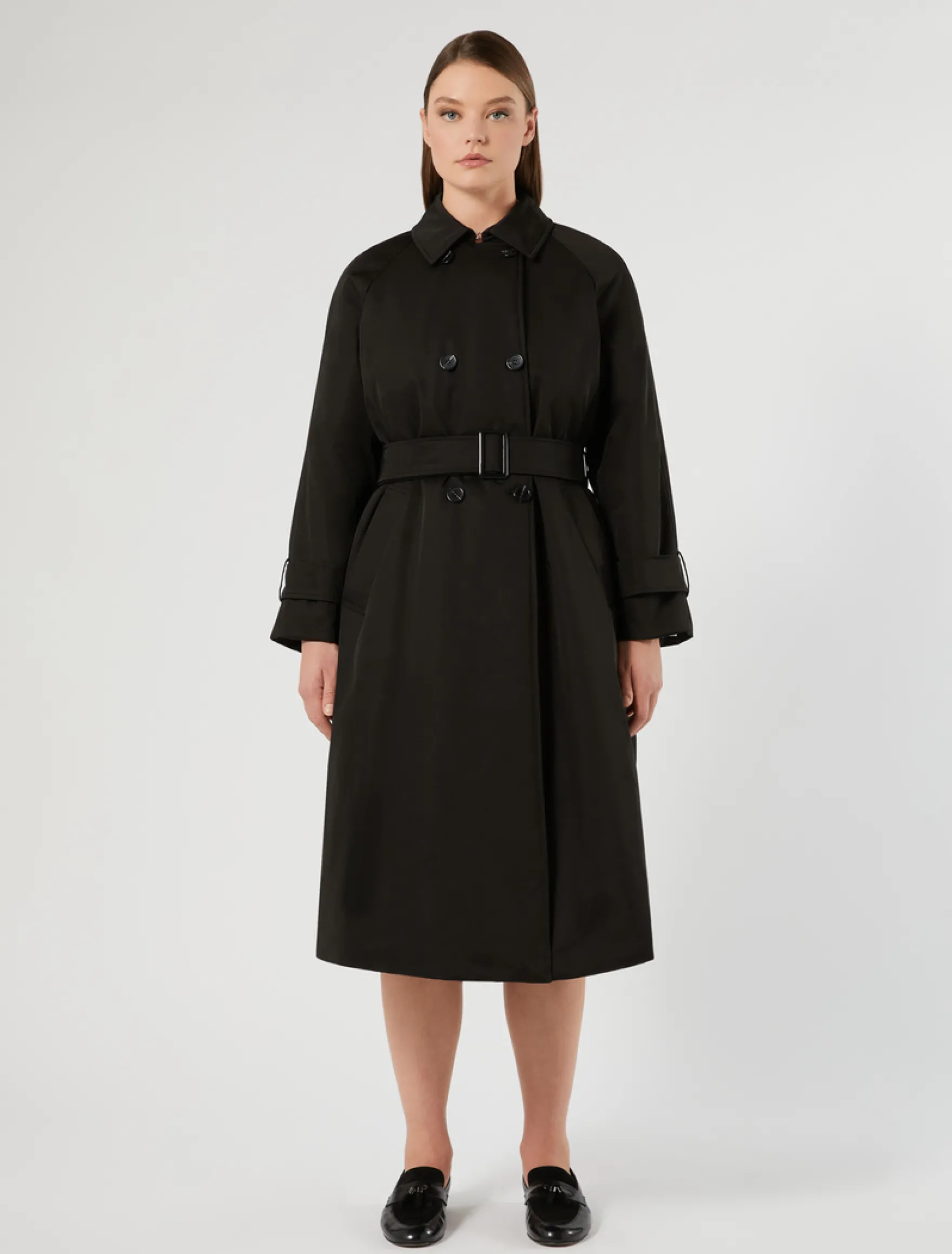 Trench imbottito in twill antigoccia - NERO