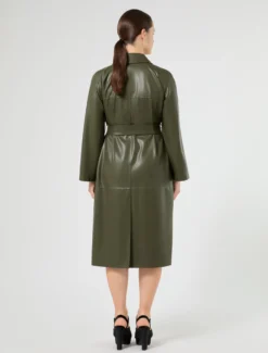 Trench in jersey spalmato - VERDE OLIVA
