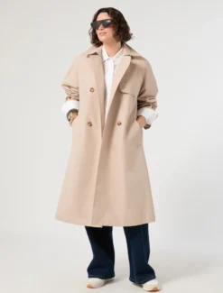 Trench in twill antigoccia - VERDE MUSCHIO