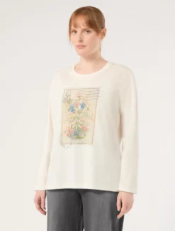 T-shirt in jersey con applicazioni - AVORIO