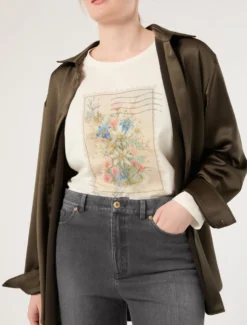 T-shirt in jersey con applicazioni - AVORIO