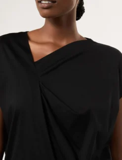 T-shirt in jersey con drappeggio - NERO