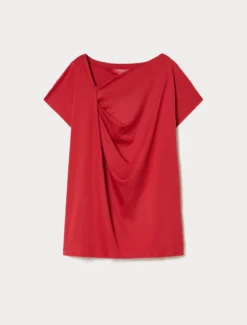 T-shirt in jersey con drappeggio - ROSSO