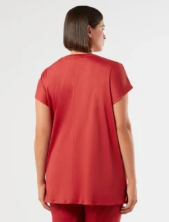 T-shirt in jersey con drappeggio - ROSSO
