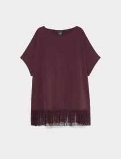 T-shirt in jersey con frange - PRUGNA