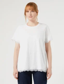 T-shirt in jersey con pizzo - BIANCO OTTICO