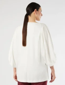 T-shirt in jersey con ricamo - AVORIO