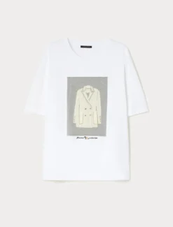 T-shirt in jersey con ricamo - BIANCO OTTICO