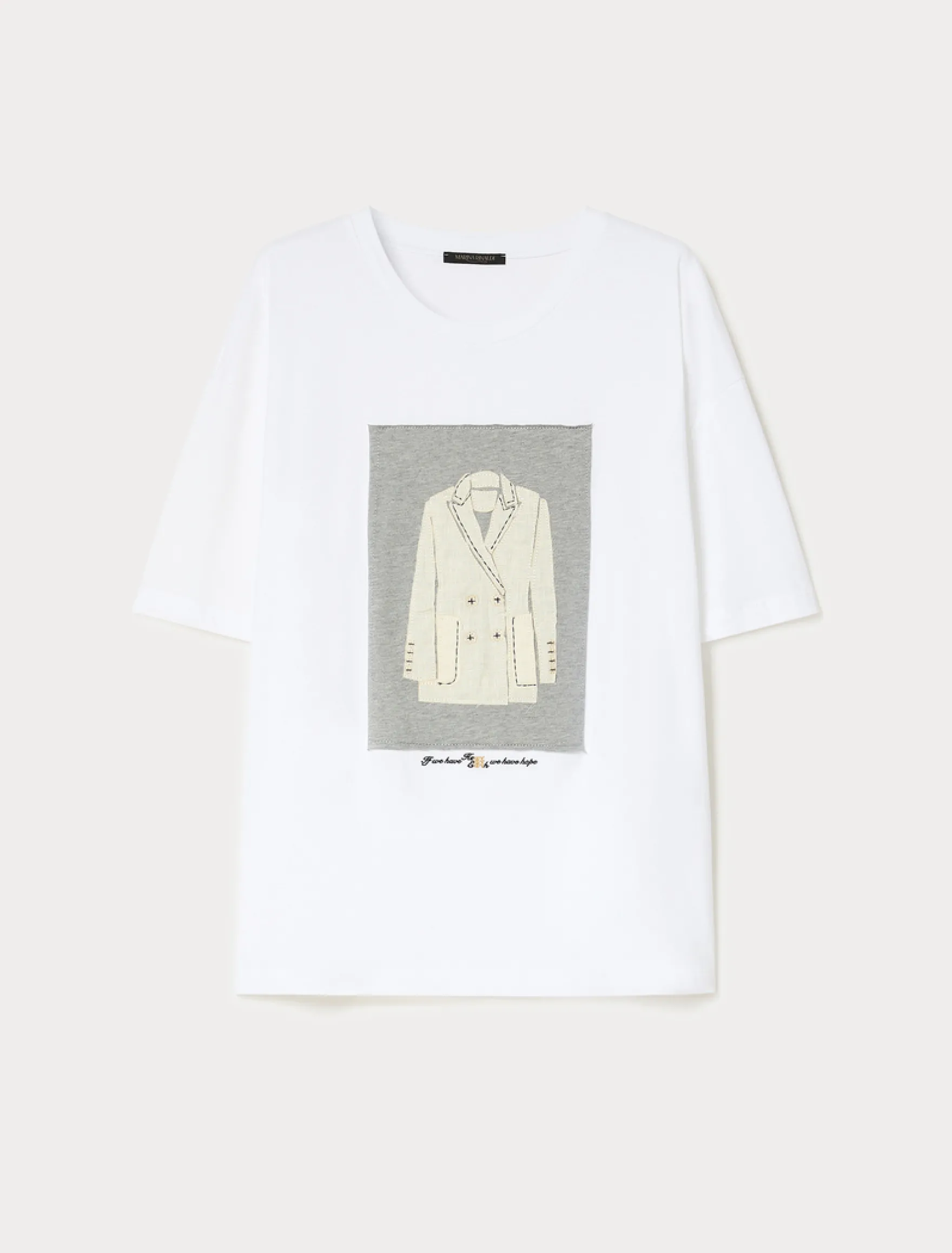 T-shirt in jersey con ricamo - BIANCO OTTICO