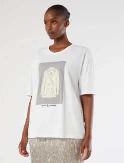 T-shirt in jersey con ricamo - BIANCO OTTICO