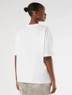 T-shirt in jersey con ricamo - BIANCO OTTICO