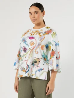 T-shirt in jersey con ricamo - BIANCO OTTICO