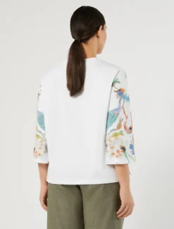 T-shirt in jersey con ricamo - BIANCO OTTICO