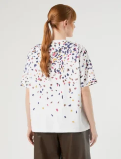 T-shirt in jersey con ricamo - BIANCO OTTICO