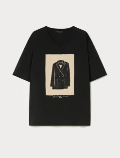 T-shirt in jersey con ricamo - NERO