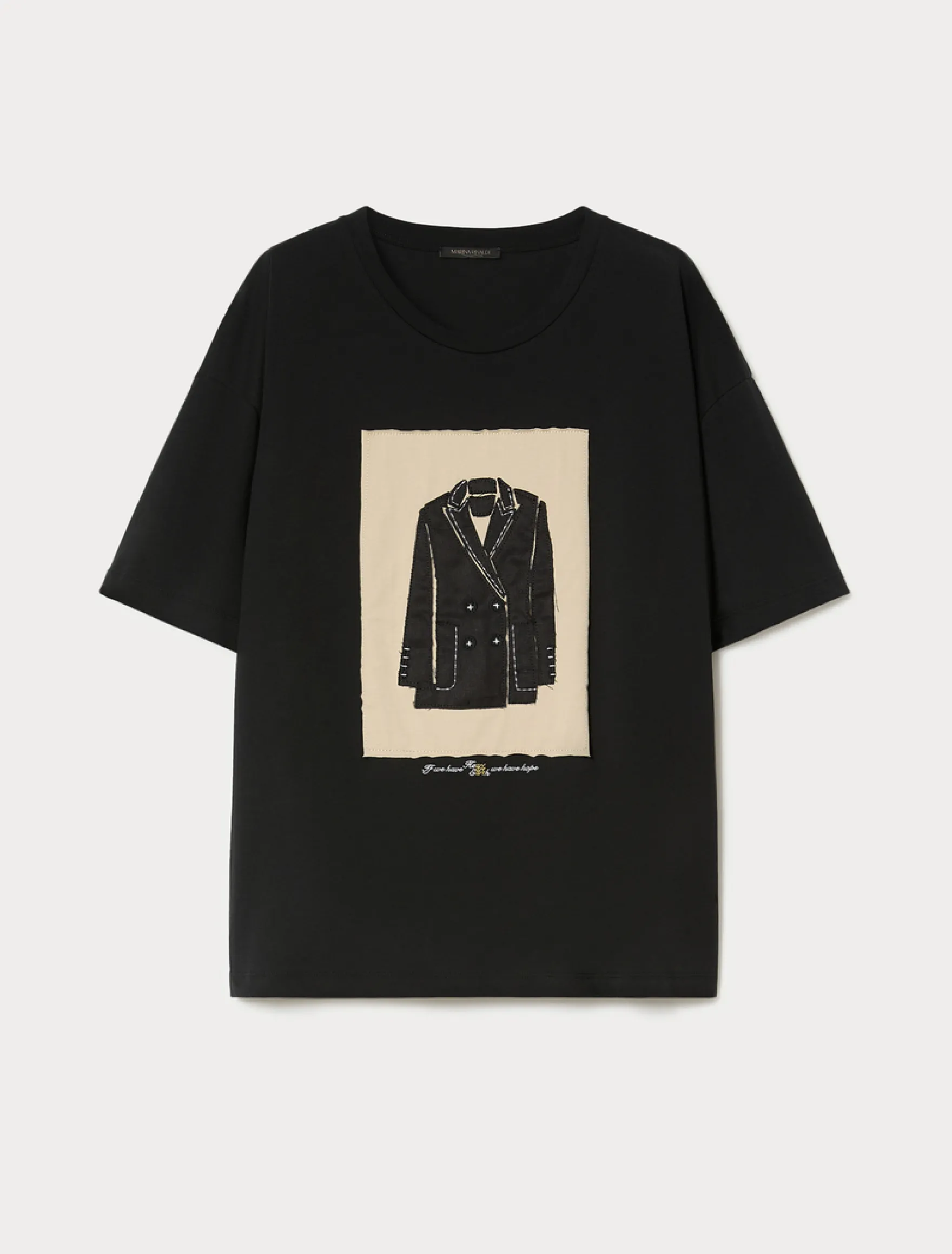 T-shirt in jersey con ricamo - NERO