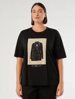 T-shirt in jersey con ricamo - NERO