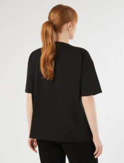 T-shirt in jersey con ricamo - NERO