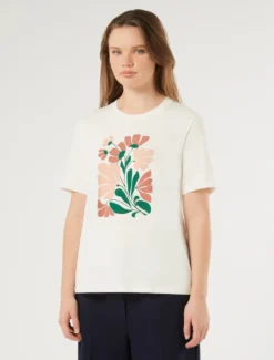 T-shirt in jersey con stampa - BIANCO