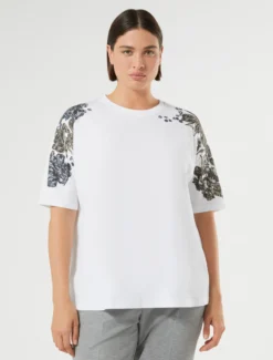 T-shirt in jersey con stampa - BIANCO OTTICO