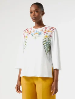T-shirt in jersey con stampa - BIANCO OTTICO