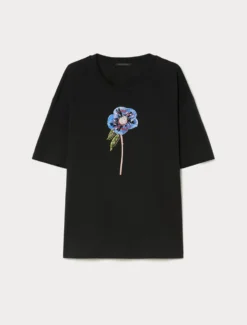 T-shirt in jersey con stampa - NERO