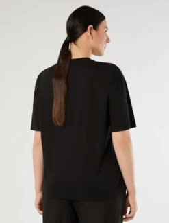 T-shirt in jersey con stampa - NERO