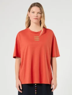 T-shirt in jersey con stampa pesci - CORALLO