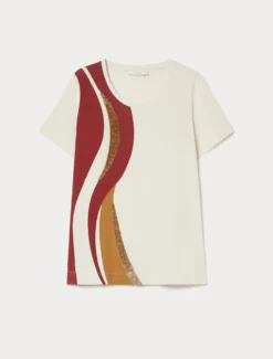 T-shirt in jersey con stampa - SABBIA