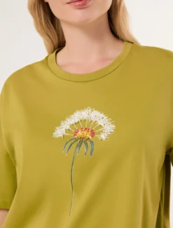 T-shirt in jersey con stampa - VERDE OLIVA