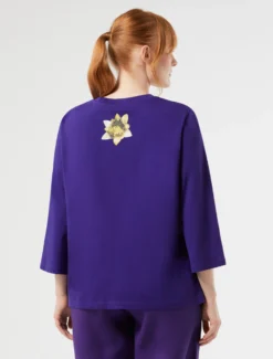 T-shirt in jersey con stampa - VIOLA