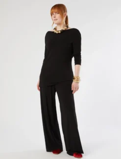 T-shirt in jersey crêpe - NERO