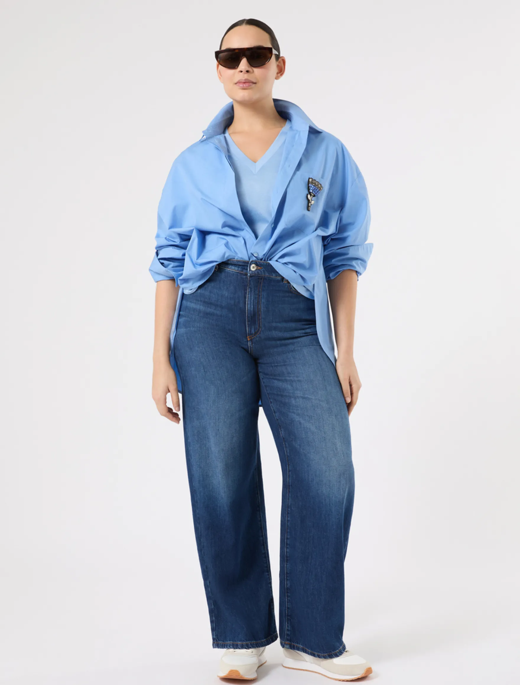 T-shirt in jersey di cotone - AZZURRO