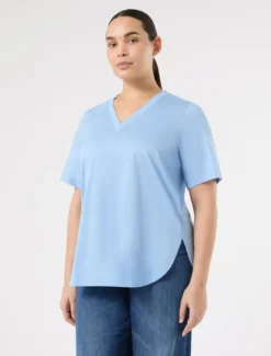 T-shirt in jersey di cotone - AZZURRO
