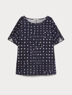 T-shirt in jersey di cotone - BLU