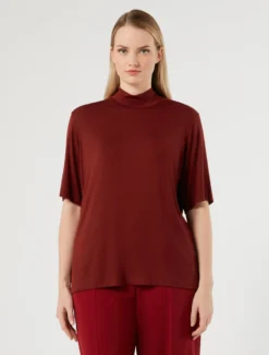 T-shirt in jersey di cotone - BORDEAUX