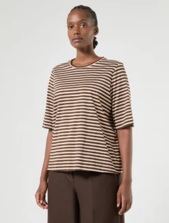 T-shirt in jersey di cotone - MARRONE