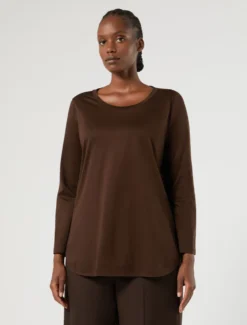 T-shirt in jersey di cotone - MARRONE