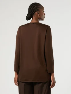 T-shirt in jersey di cotone - MARRONE