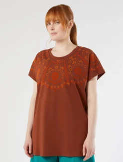 T-shirt in jersey di cotone - MARRONE BRONZO