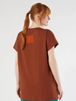 T-shirt in jersey di cotone - MARRONE BRONZO