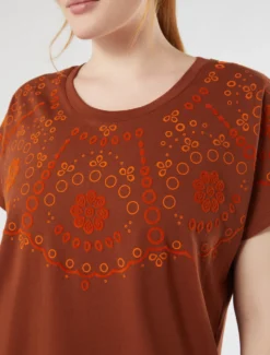 T-shirt in jersey di cotone - MARRONE BRONZO
