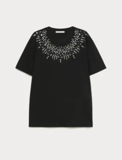 T-shirt in jersey di cotone - NERO