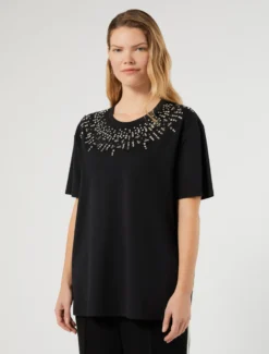 T-shirt in jersey di cotone - NERO
