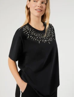 T-shirt in jersey di cotone - NERO